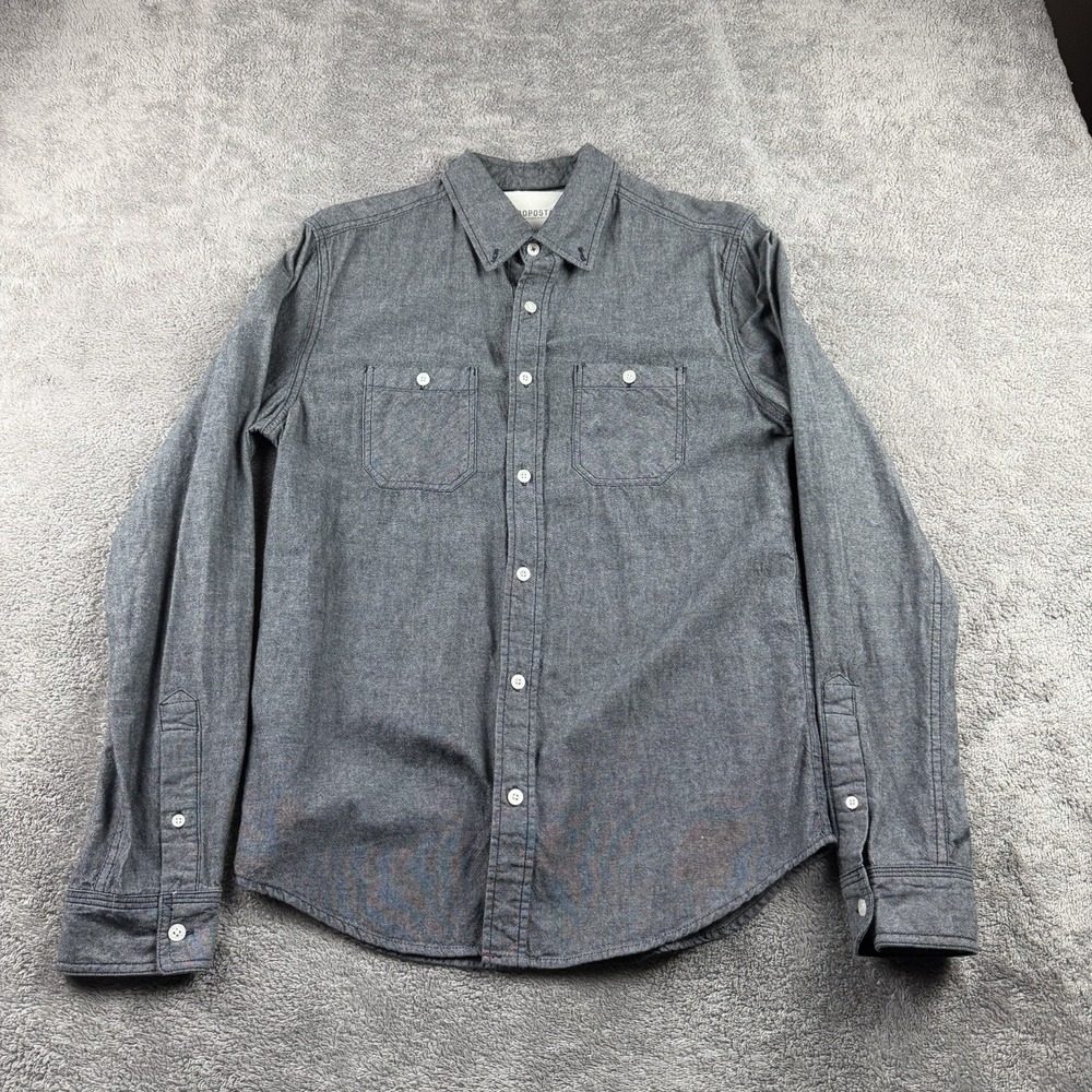 Aeropostale Button Down Shirt Mens Small Gray Long Sleeve‎ Cotton
